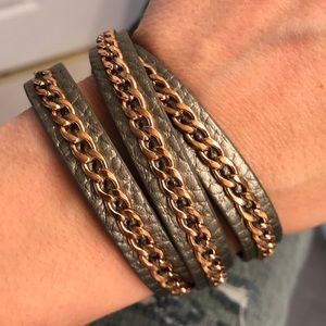 Pewter & Rose Gold Wrap Bracelet